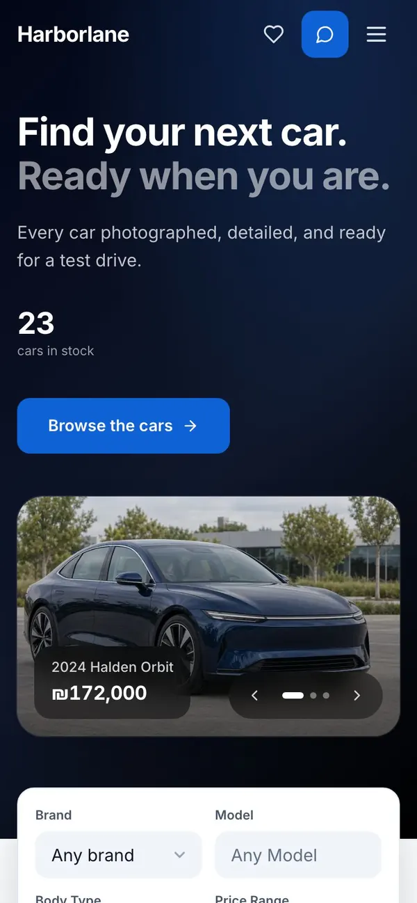 The sample website in English