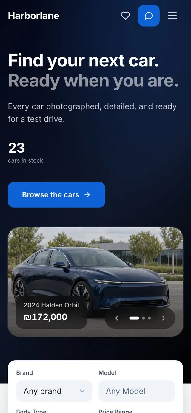 The same website on a phone, Classic design