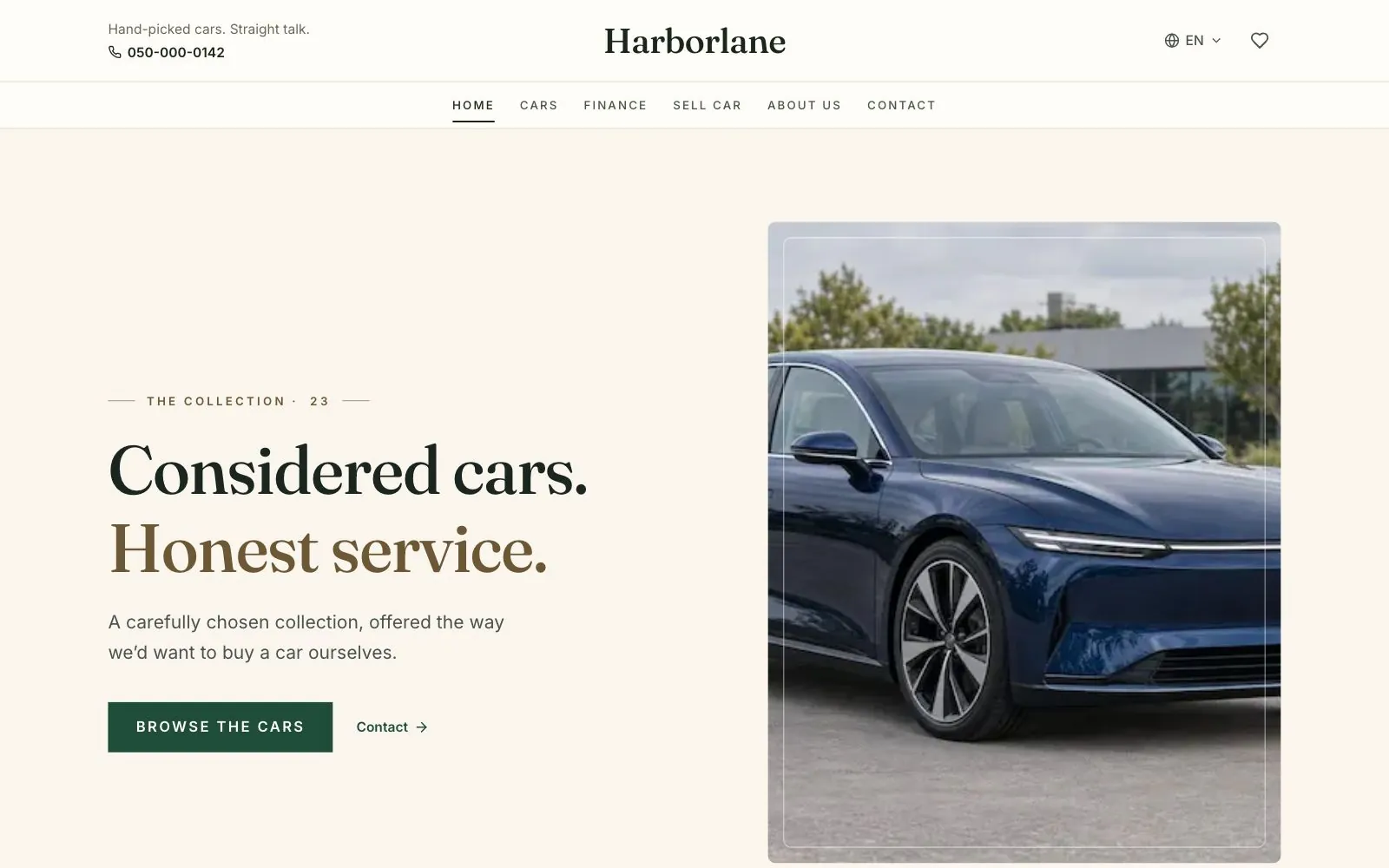 A sample dealership website in the Heritage design